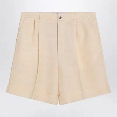 Valentino Butter Coloured Bermuda Shorts With Turn Ups In Neutral