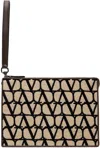 VALENTINO GARAVANI BEIGE & BLACK TOILE ICONOGRAPHE POUCH