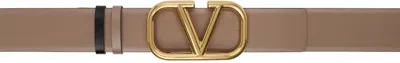 Valentino Garavani Beige & Black Vlogo Signature Reversible Belt In Lc8 Smokey Brown-ner