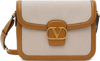 Valentino Garavani Beige & Brown 9to5 Canvas Shoulder Bag In Rek Natural