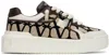 VALENTINO GARAVANI BEIGE & BROWN ONE STUD XL LOW-TOP SNEAKERS