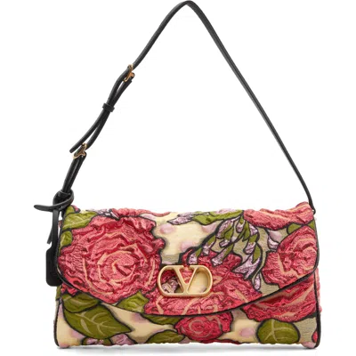 Valentino Garavani Beige & Red Devain Small Shoulder Bag In 4b8 Multicolor-rosa-