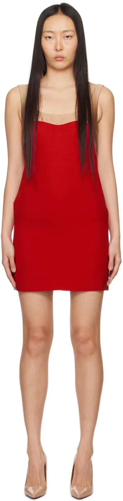 Valentino Beige & Red Paneled Minidress In Rs1 Rosso/sand