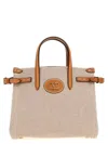 Valentino Antibes Canvas Handbag Structured Shape Buckle In Beige
