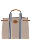 Valentino Antibes Striped Top Handles Handbag In Beige