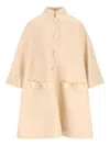 Valentino Stylish Coats With Flared Shape And Bows In Nude