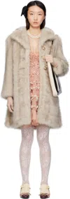 Valentino Beige Button Faux-fur Coat