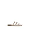 Valentino Beige Calf Leather Bos Taurus Flat Sandals In Neutral