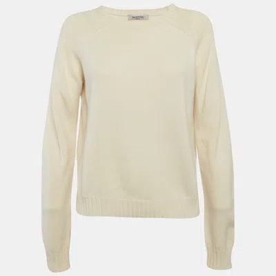 Pre-owned Valentino Beige Cashmere Knit Crewneck Sweater Xs In Sand