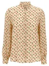 Valentino Crepe De Chine Shirt With Cherryfic Print In Neutral