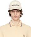 Valentino Garavani Ivory Cotton Baseball Cap With Adjustable Embroidered Logo In 0an Avorio/nero