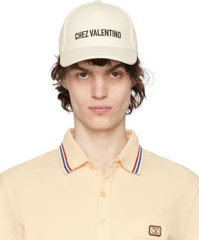 VALENTINO GARAVANI BEIGE 'CHEZ VALENTINO' COTTON BASEBALL CAP