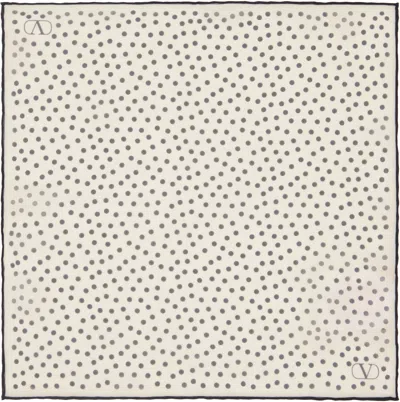 Valentino Garavani Beige Chez Valentino Silk Pocket Square