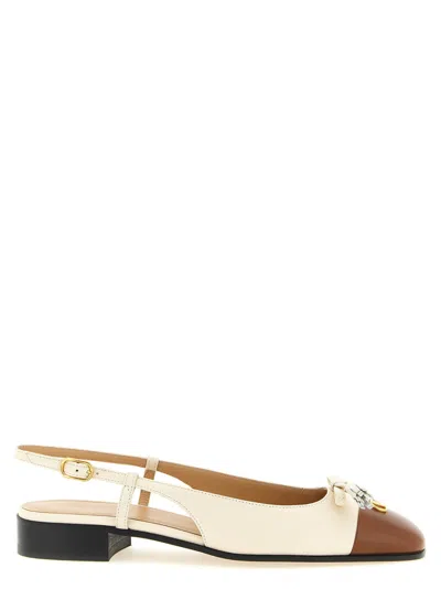 Valentino Garavani Beige Color Block Ballet Flats In Neutral