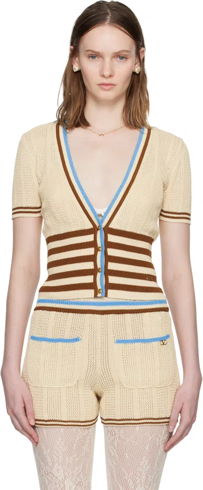 Valentino Beige Cotton Cardigan In Neutral