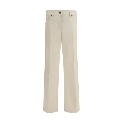 Valentino Beige Cotton Flared Jeans In Neutral