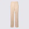 Valentino Tailored Trousers With Belt Loops And Cuffed Hem In Neutral