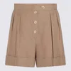 Valentino Tailored Shorts Linen Blend Pleated Design In Sand