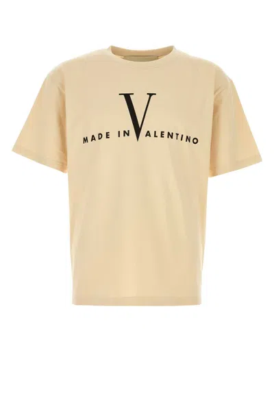Valentino Garavani Cotton T-shirt With Made In Print Clothing In Nude
