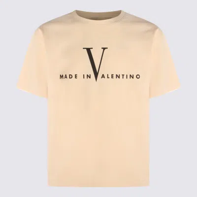 Valentino Garavani Cotton T-shirt With Made In Print Clothing In Nude
