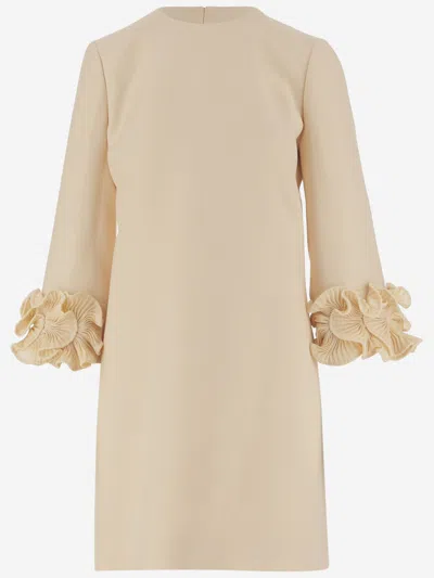VALENTINO BEIGE CREPE COUTURE SHORT DRESS