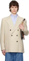 Valentino Beige Double-breasted Blazer In 0ne Naturale
