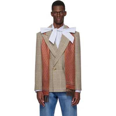 Valentino Beige Double-breasted Blazer In Brown