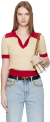 Valentino Linen-blend Polo Sweater In Neutral