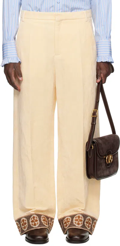 Valentino Beige Flocked Trousers In Neutral