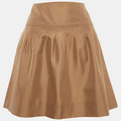 Pre-owned Valentino Beige Gabardine Pleated Mini Skirt M In Sand