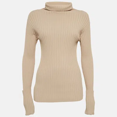 Pre-owned Valentino Beige Knitted Turtleneck Knitwear M In Sand