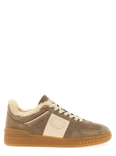 VALENTINO GARAVANI BEIGE LACE UP SNEAKERS