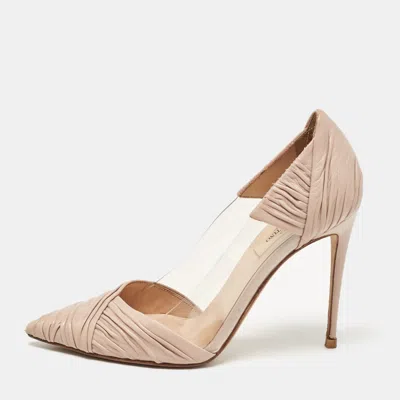Pre-owned Valentino Garavani Beige Leather And Pvc B-drape Pumps Size 38