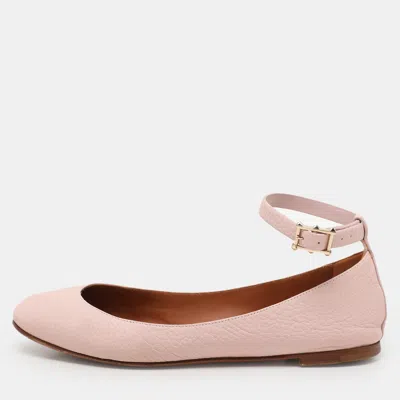 Pre-owned Valentino Garavani Beige Leather Ankle Strap Ballet Flats Size 36