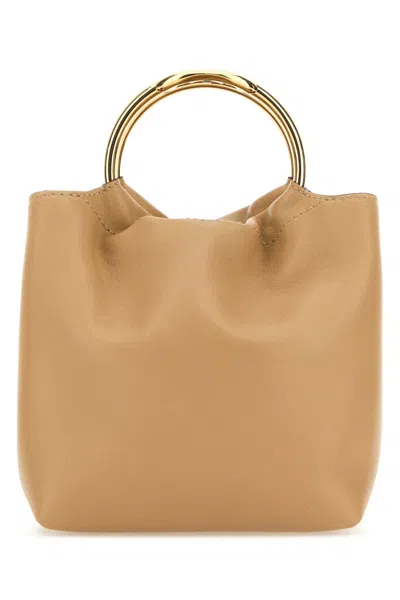 Valentino Garavani Beige Leather Bucket Bag In Cappuccino