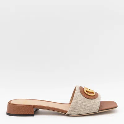 Valentino Garavani Beige Leather Flats In Natural