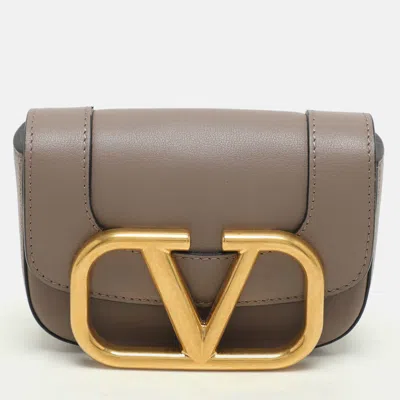 Pre-owned Valentino Garavani Beige Leather Mini Supervee Belt Bag
