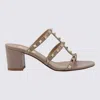 Valentino Studded Leather Block Heel Sandals In Pink