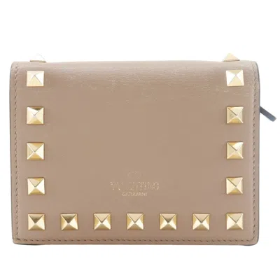 Pre-owned Valentino Garavani Valentino Beige Leather Wallet (bi-fold) ()