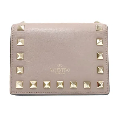 Pre-owned Valentino Garavani Valentino Beige Leather Wallet (bi-fold) ()