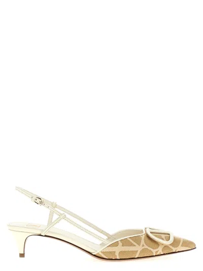 Valentino Garavani Beige Logo Signature Slingbacks Heels