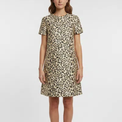 Pre-owned Valentino Beige Metallic Leopard Jacquard Mini Dress M