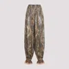 Valentino Beige Metallic Voyage Pleated Wide-leg Pants In Beige