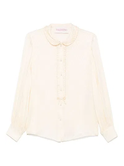 VALENTINO BEIGE OPTICAL-JACQUARD SHIRT