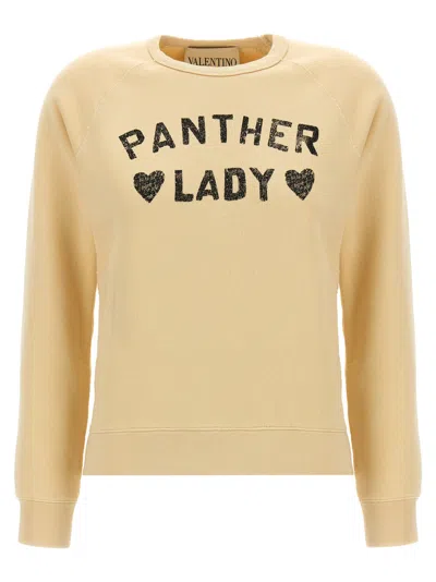 VALENTINO BEIGE PANTHER LADY SWEATSHIRT