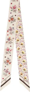 Valentino Garavani Thin Silk Scarf With Floral Pattern Women In Byn Burro/marrone/bu