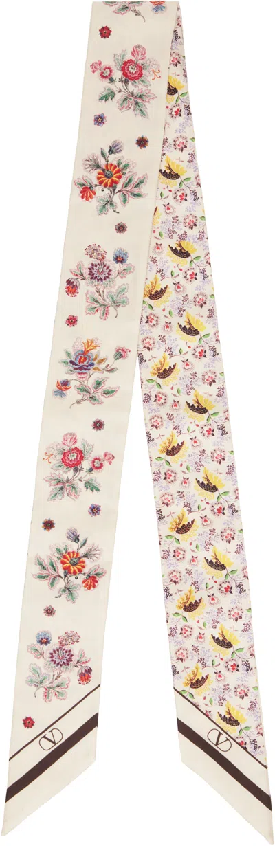 VALENTINO BEIGE PAPIER FLORAL SCARF