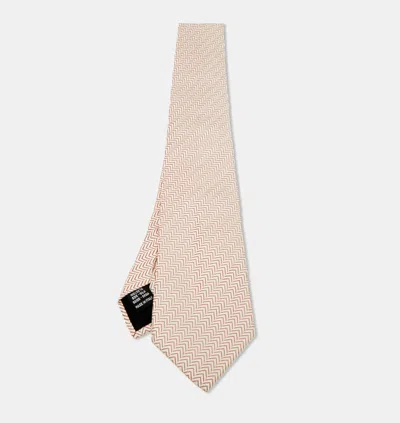 Pre-owned Valentino Garavani Beige Patterned Silk Tie In Sand