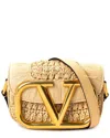 Valentino Beige Raffia Supervee Crossbody (authentic Pre-loved) In Brown