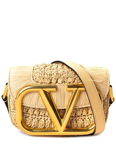 Valentino Garavani Valentino Beige Raffia Supervee Crossbody (authentic Pre-loved)